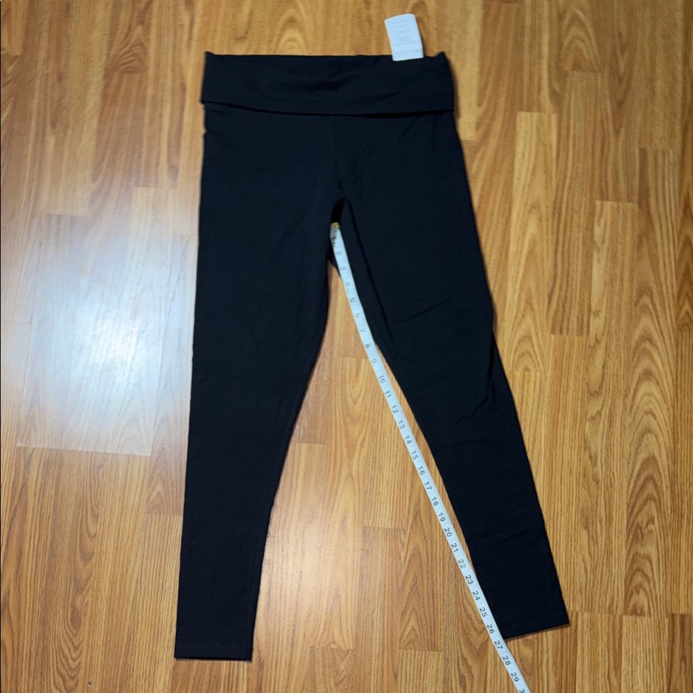 NWT PINK Fold Over Black Leggings Size Medium